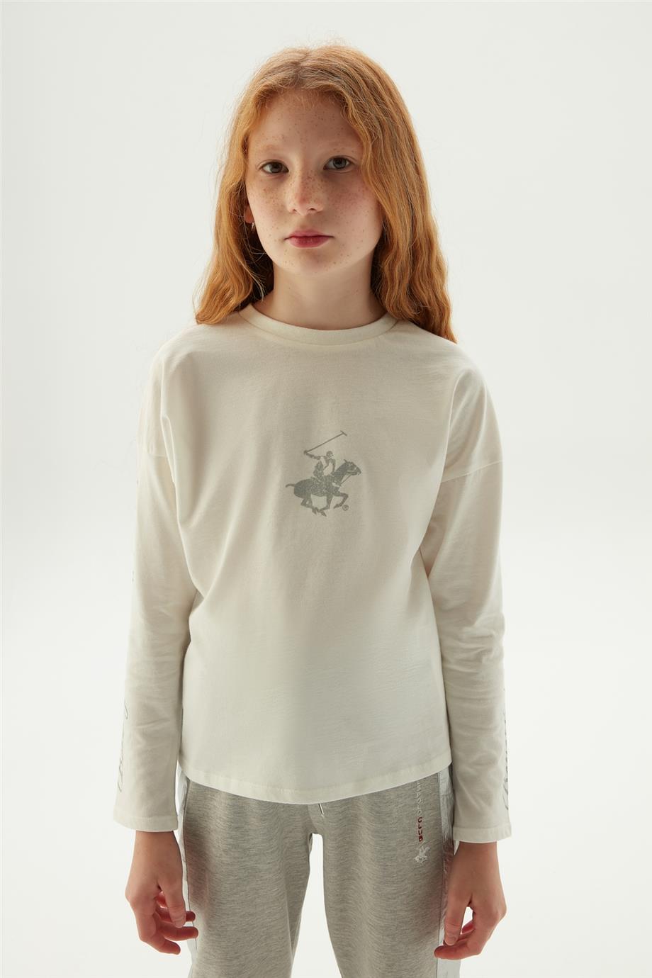 Beverly Hills Polo Club Kız Çocuk Beyaz T-Shirt