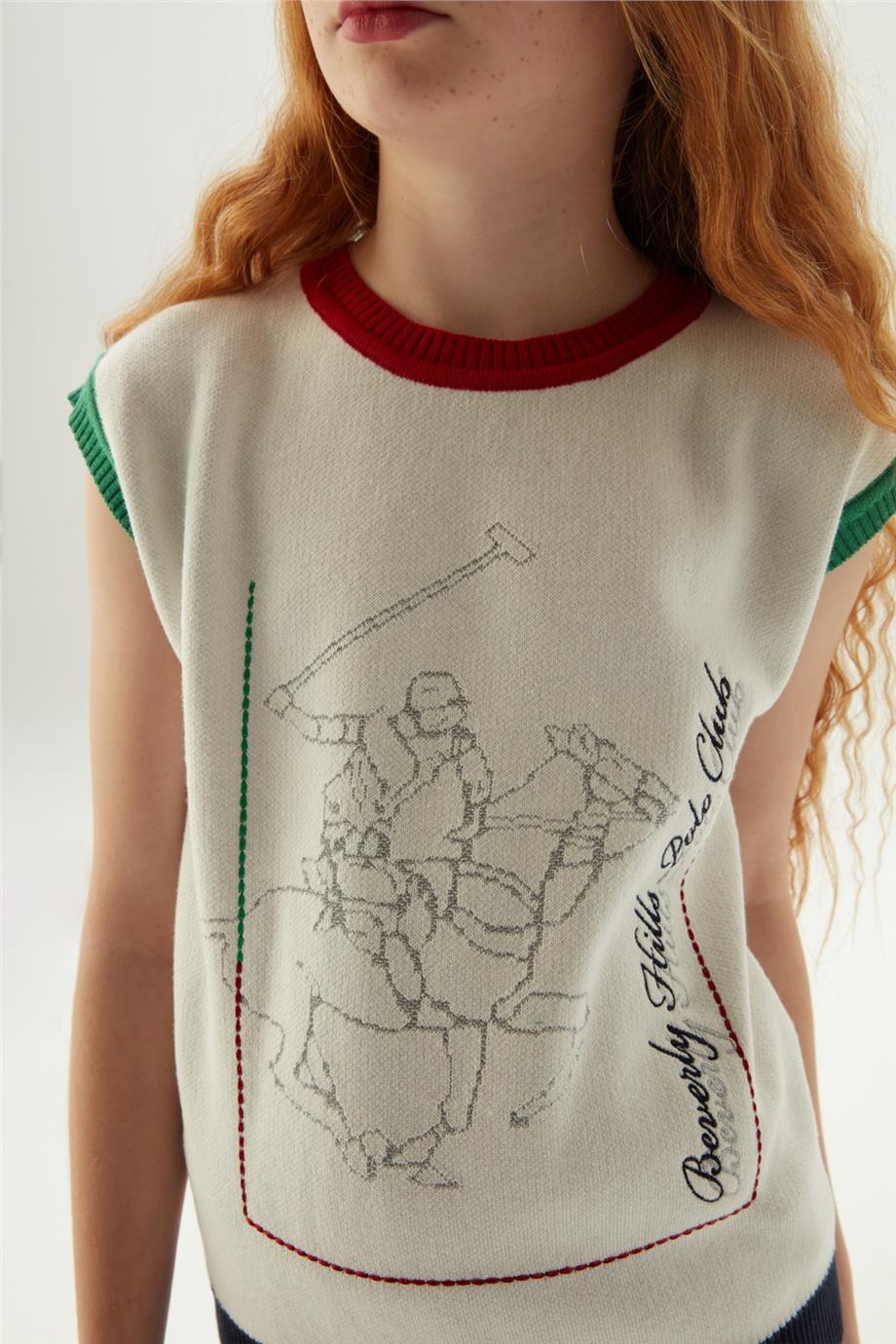 Beverly Hills Polo Club Kız Çocuk Beyaz Kazak