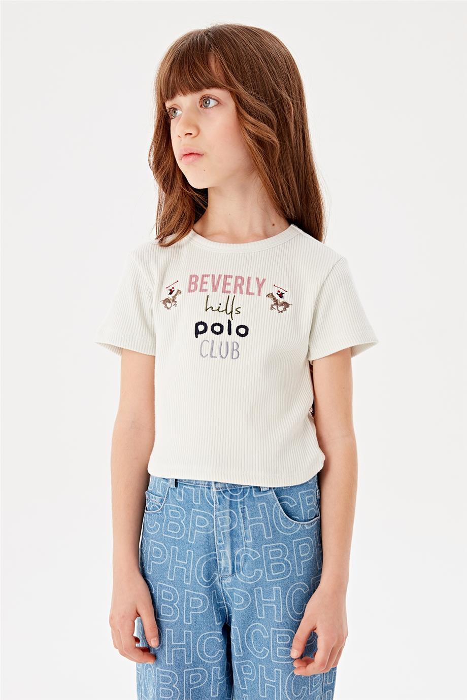 Beverly Hills Polo Club Kız Çocuk Beyaz T-Shirt