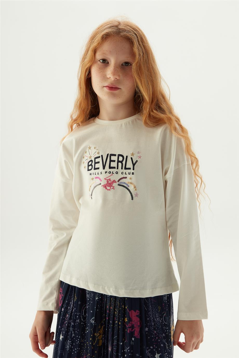 Beverly Hills Polo Club Kız Çocuk Beyaz T-Shirt