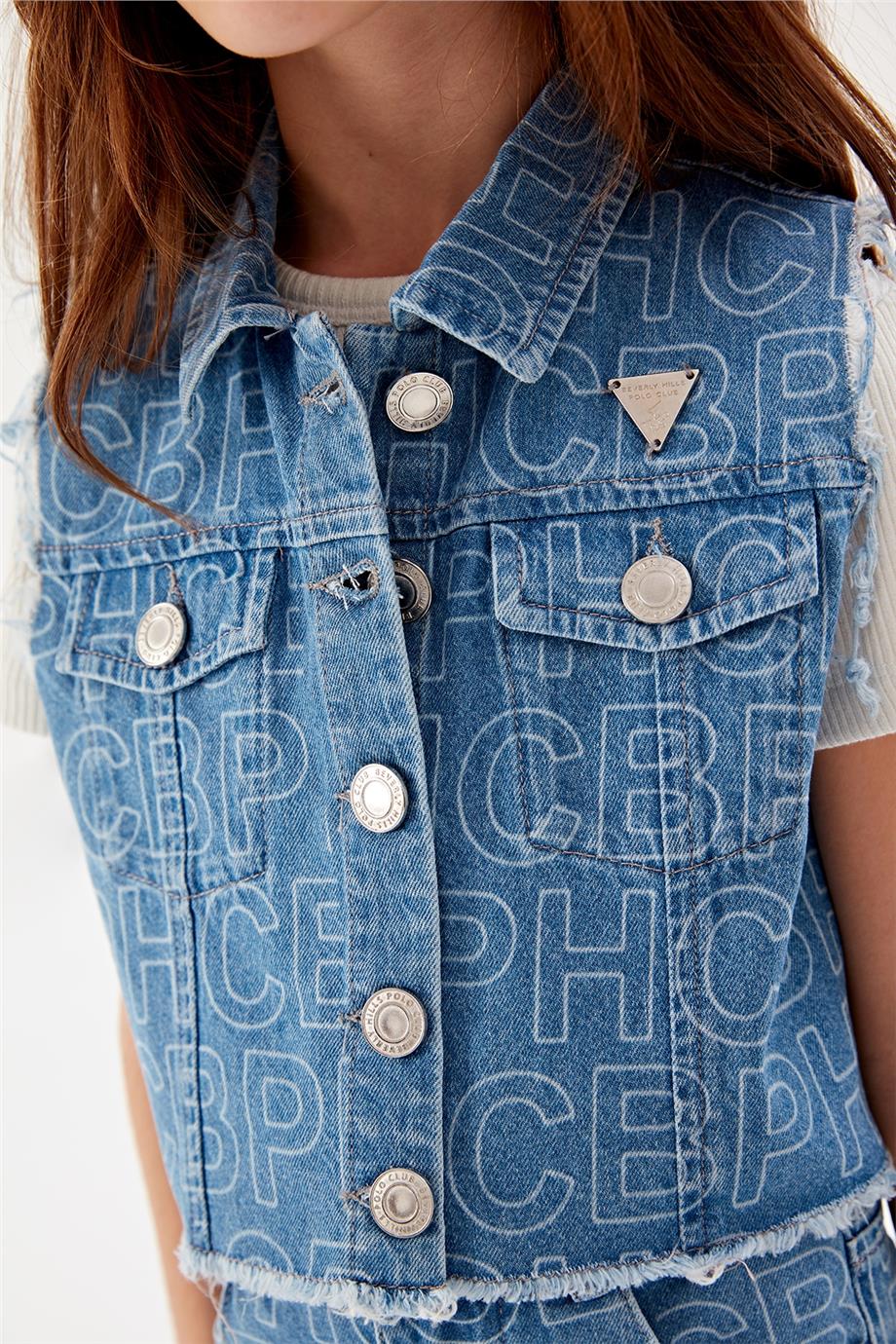 Beverly Hills Polo Club Kız Çocuk Denim Yelek
