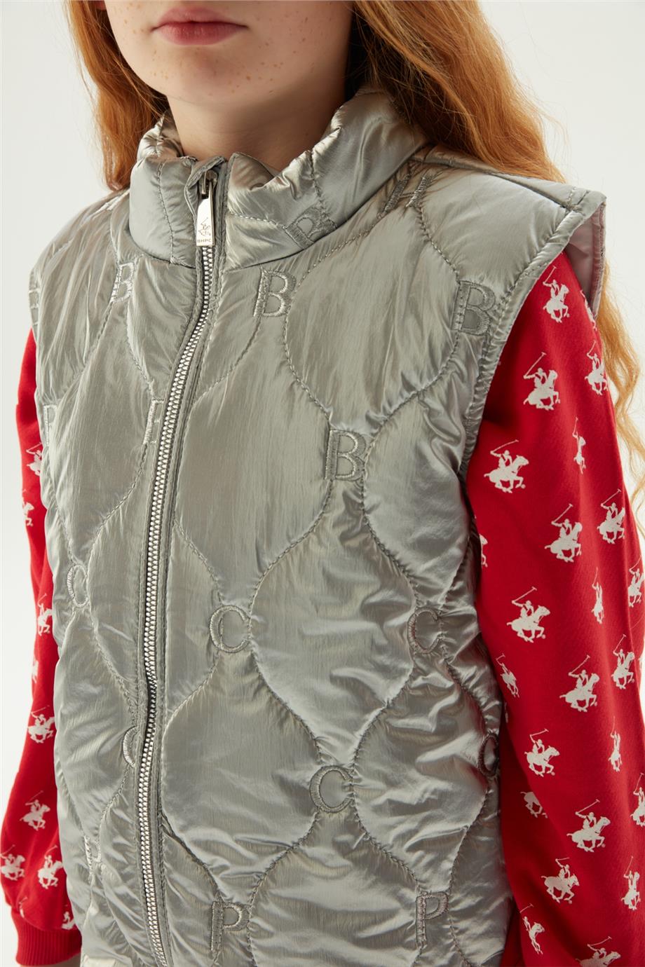 Beverly Hills Polo Club Kız Çocuk Gri Yelek