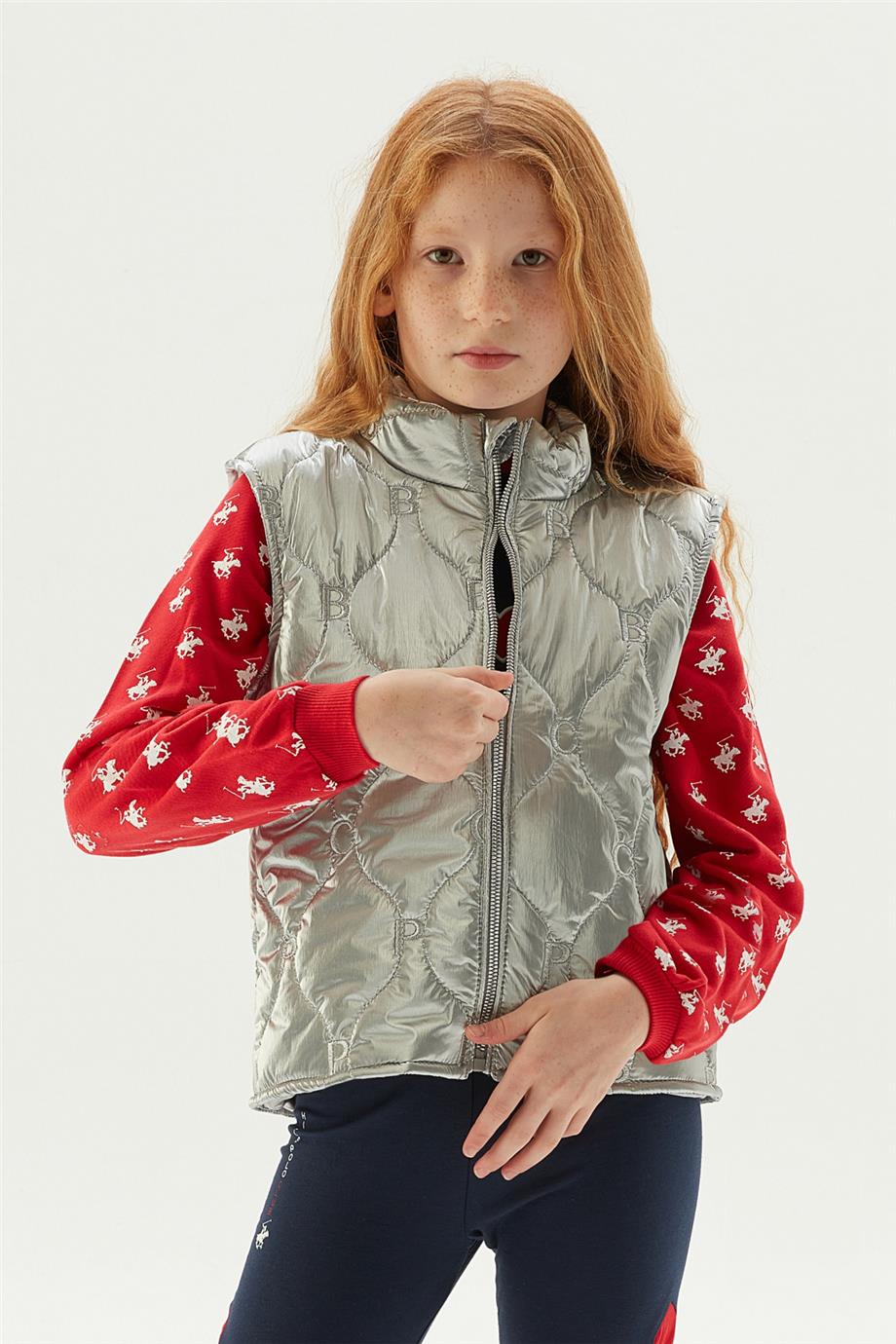 Beverly Hills Polo Club Kız Çocuk Gri Yelek