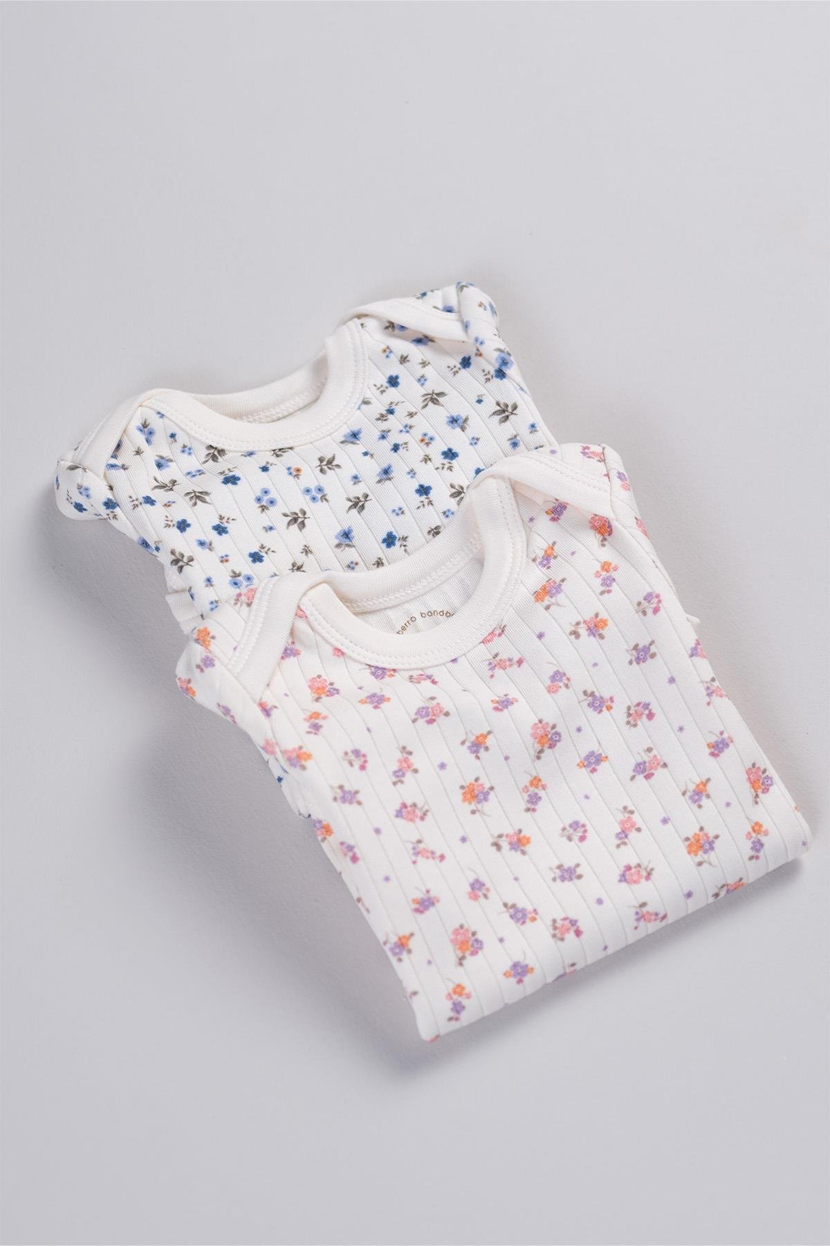 Bonderro 2'li Takım Çiçek Desenli Kaşkorse Bebek ve Çocuk Zıbın & BodyBonderro 2'li Takım Çiçek Desenli Kaşkorse Bebek ve Çocuk Zıbın & Body