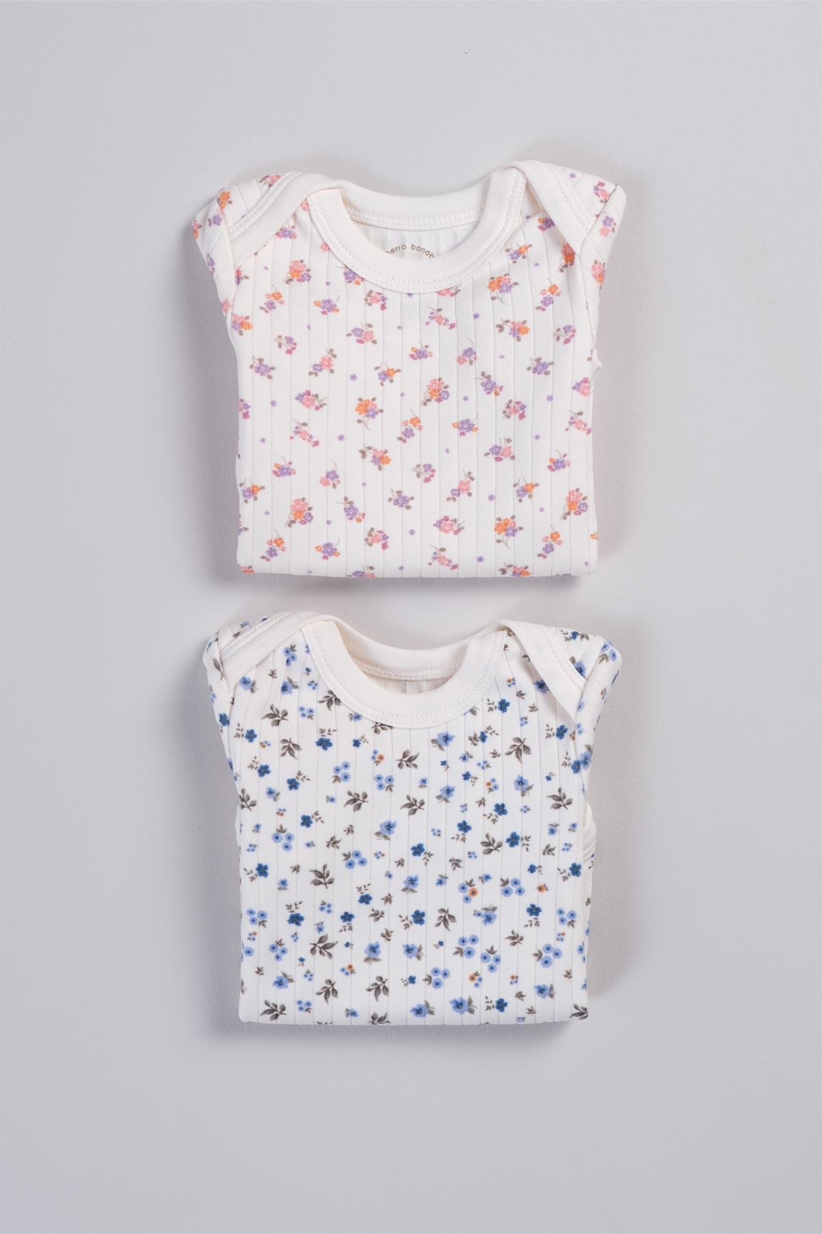 Bonderro 2'li Takım Çiçek Desenli Kaşkorse Bebek ve Çocuk Zıbın & BodyBonderro 2'li Takım Çiçek Desenli Kaşkorse Bebek ve Çocuk Zıbın & Body