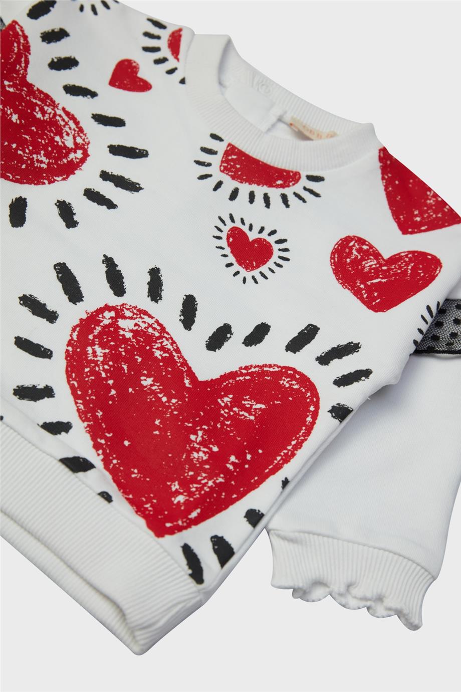 GB Baby Kız Bebek Beyaz Sweatshirt