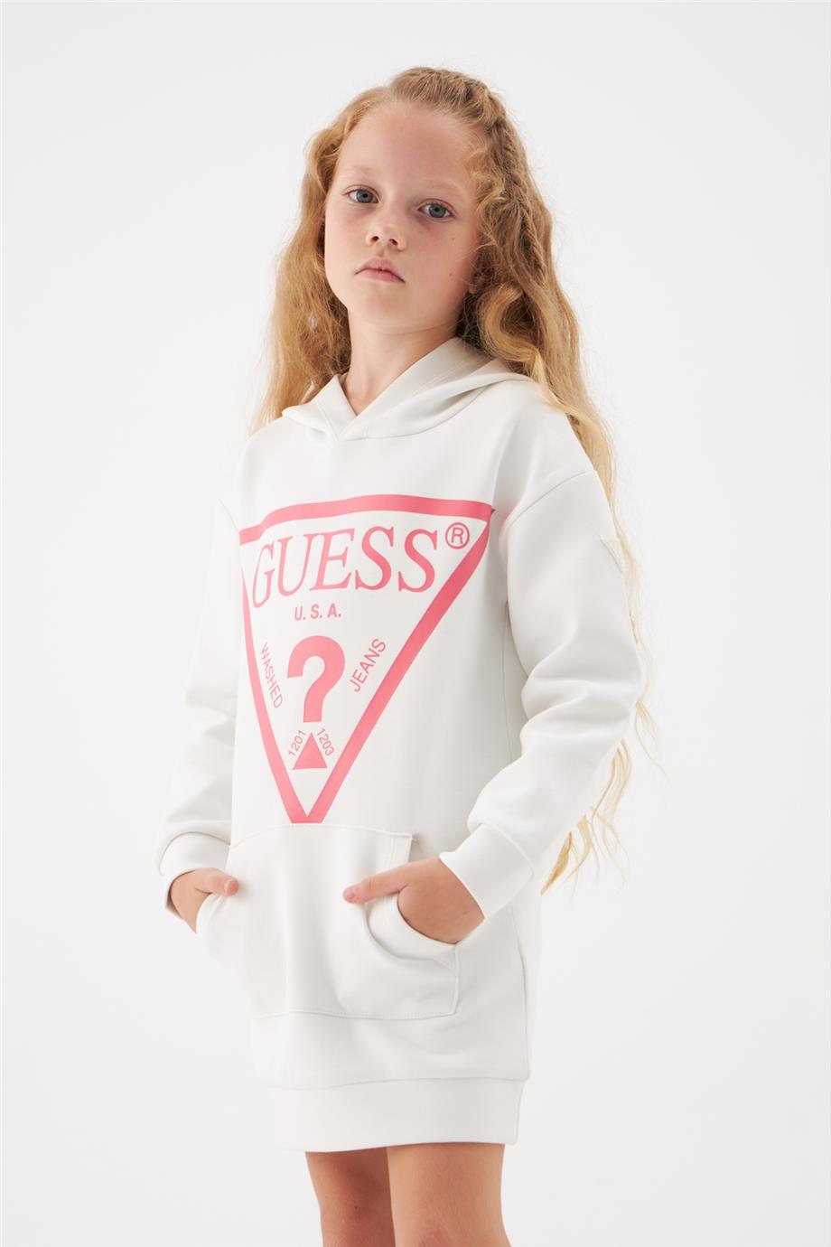 Guess Kız Çocuk Ekru Elbise