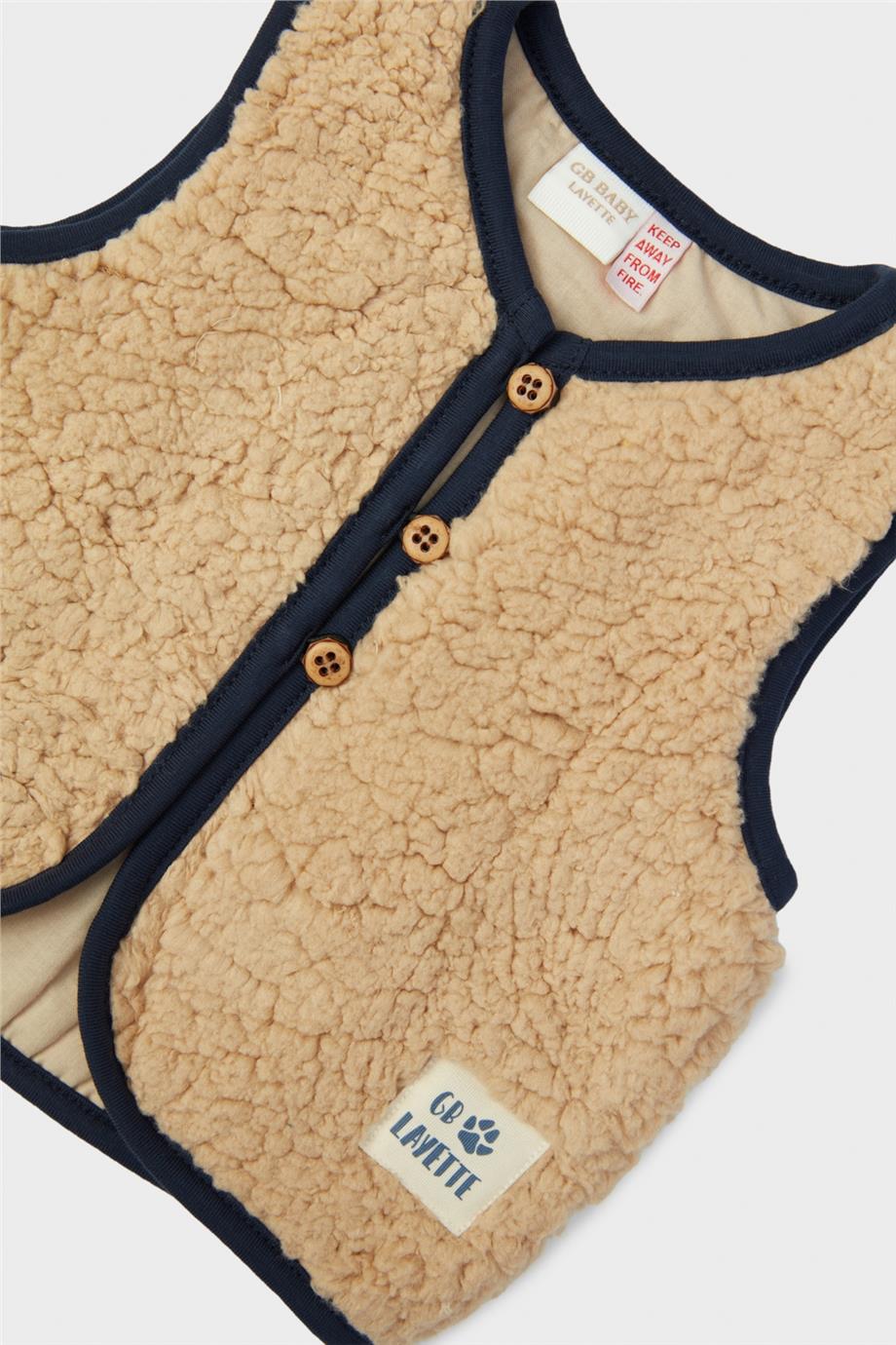 Layette Erkek Bebek Bej Yelek