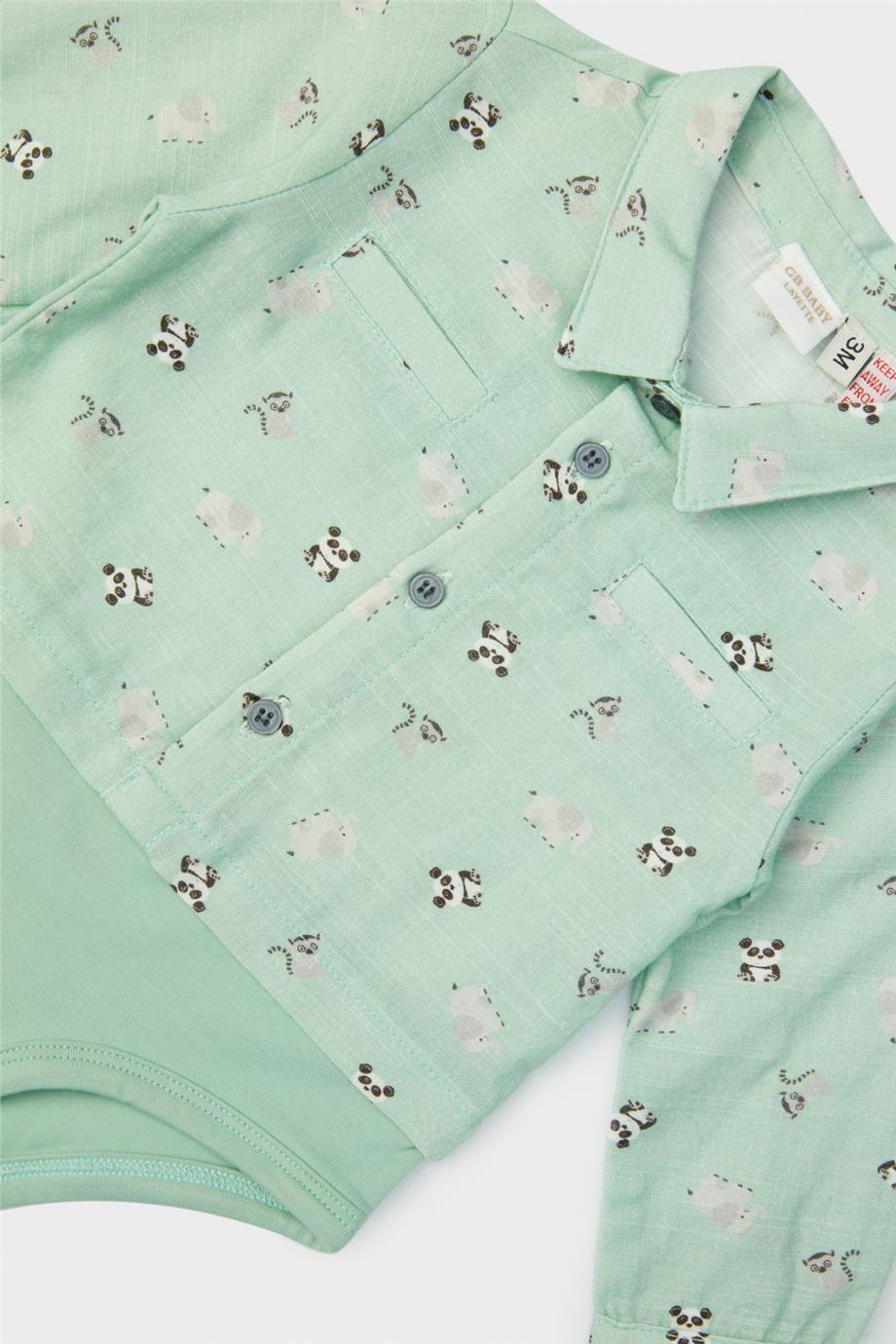 Layette Erkek Bebek Desenli Gömlek