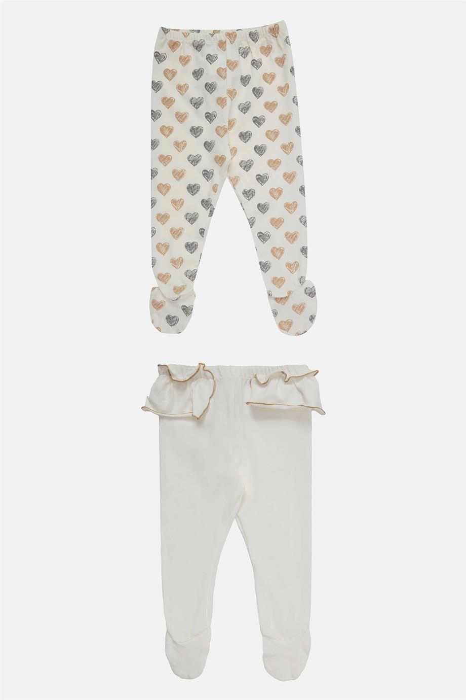 Layette Kız Bebek Desenli Tayt Set