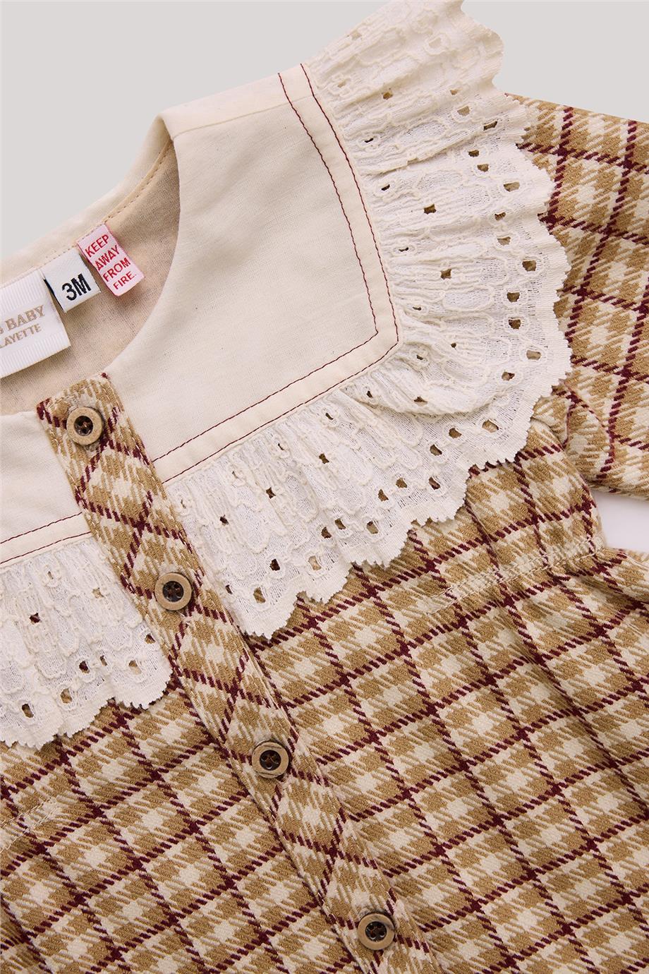 Layette Kız Bebek Ekose Elbise