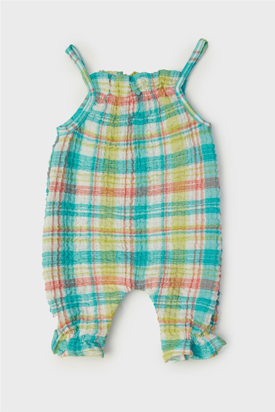 Layette Kız Bebek Ekose Tulum