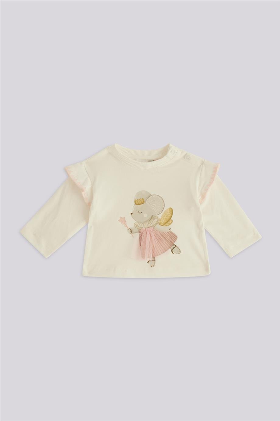 Layette Baby Girl Ecru Tshirt Layette Baby Girl Ecru Tshirt 