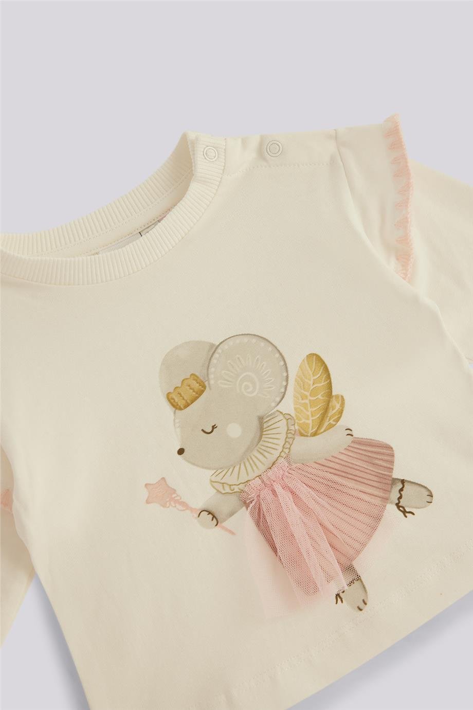 Layette Baby Girl Ecru Tshirt Layette Baby Girl Ecru Tshirt 