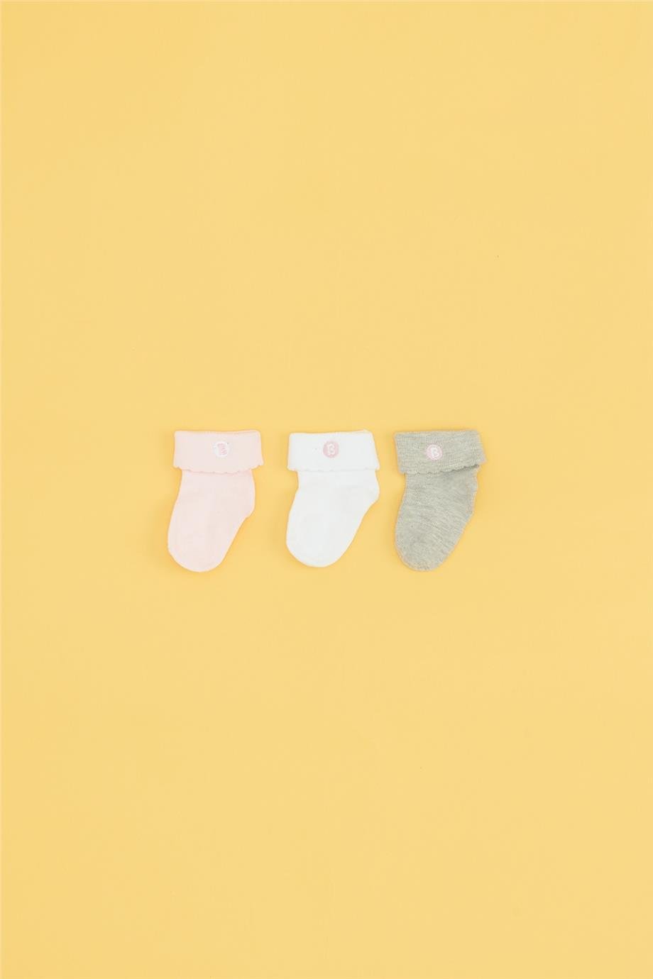 Layette Kız Bebek Renkli 3lü Çorap