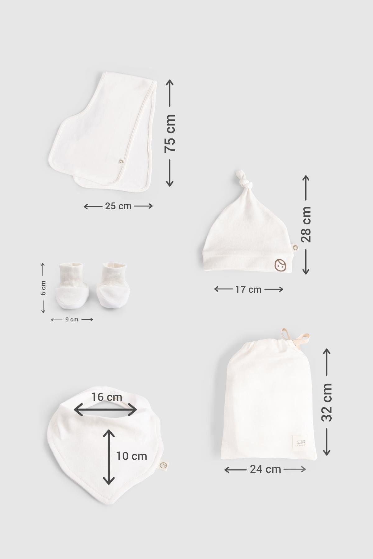 Little Gusto Organik Pamuk 10'lu Ekru Hastane Çıkış SetiLittle Gusto Organik Pamuk 10'lu Ekru Hastane Çıkış Seti