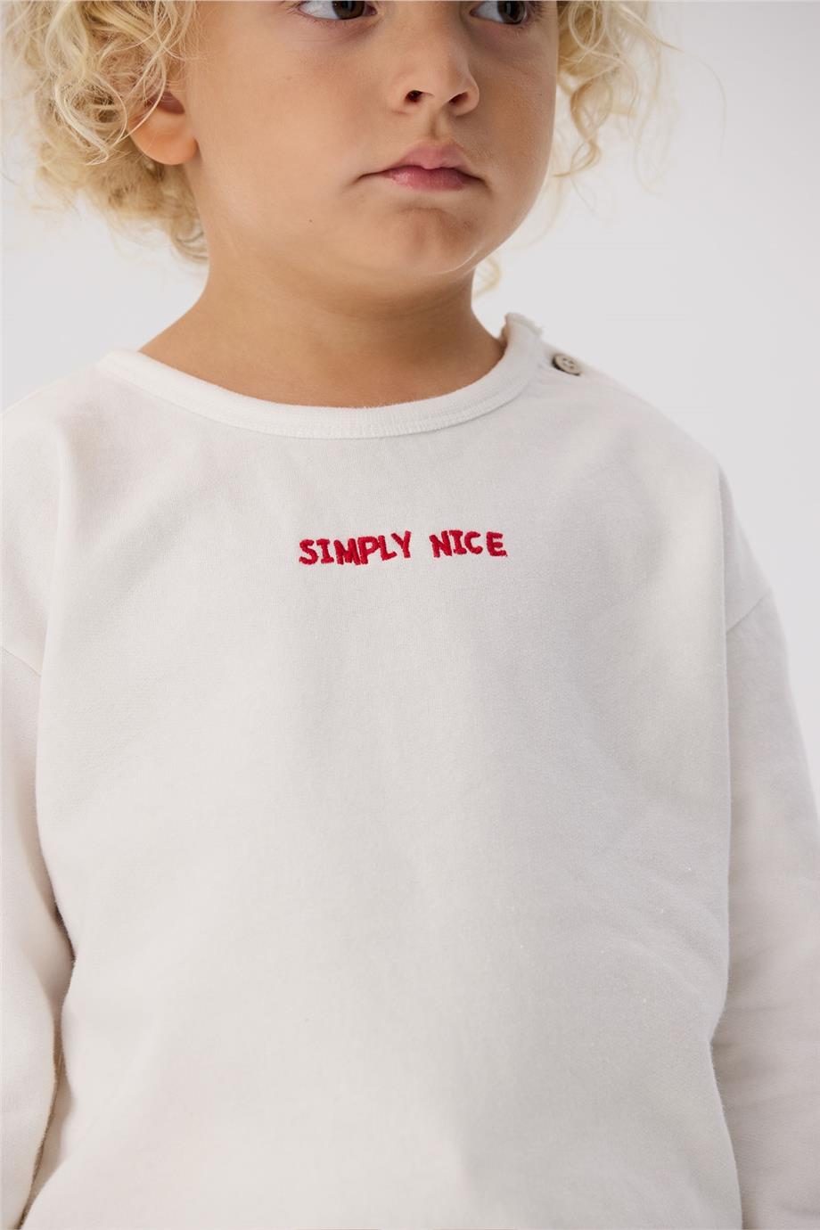 Nebbati Basic Erkek Bebek Ekru Sweatshirt