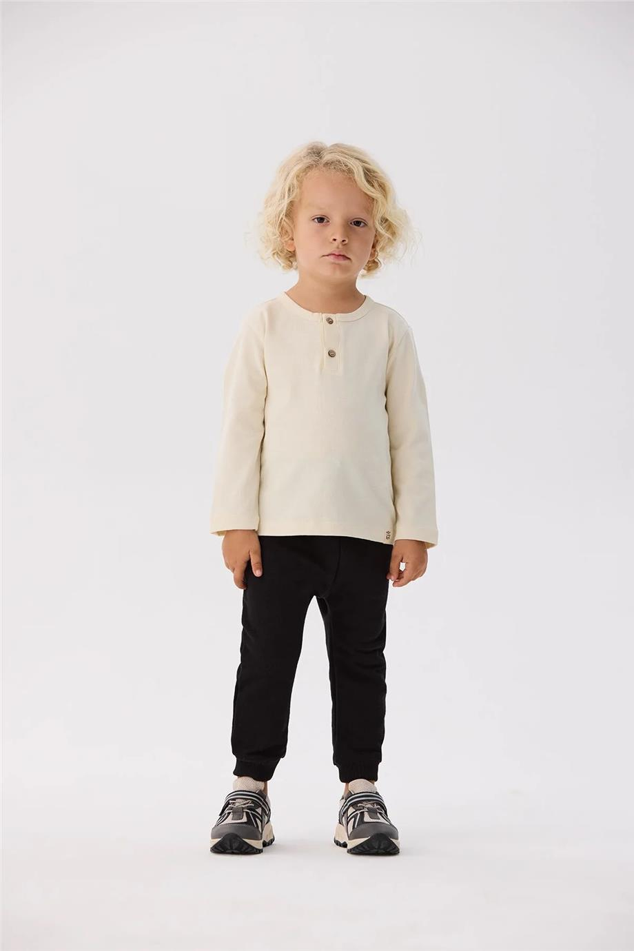 Nebbati Basic Erkek Bebek Ekru T-Shirt