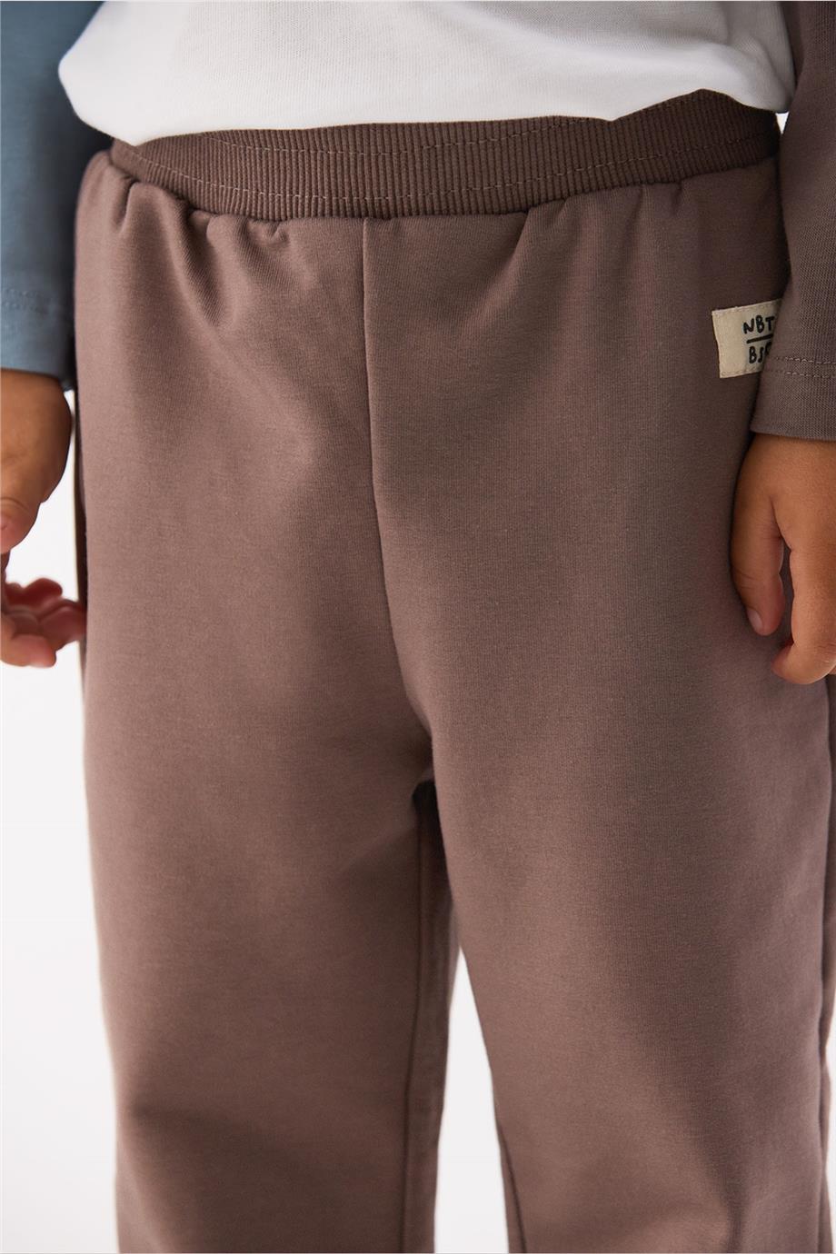 Nebbati Basic Erkek Bebek Kahverengi Eşofman Altı