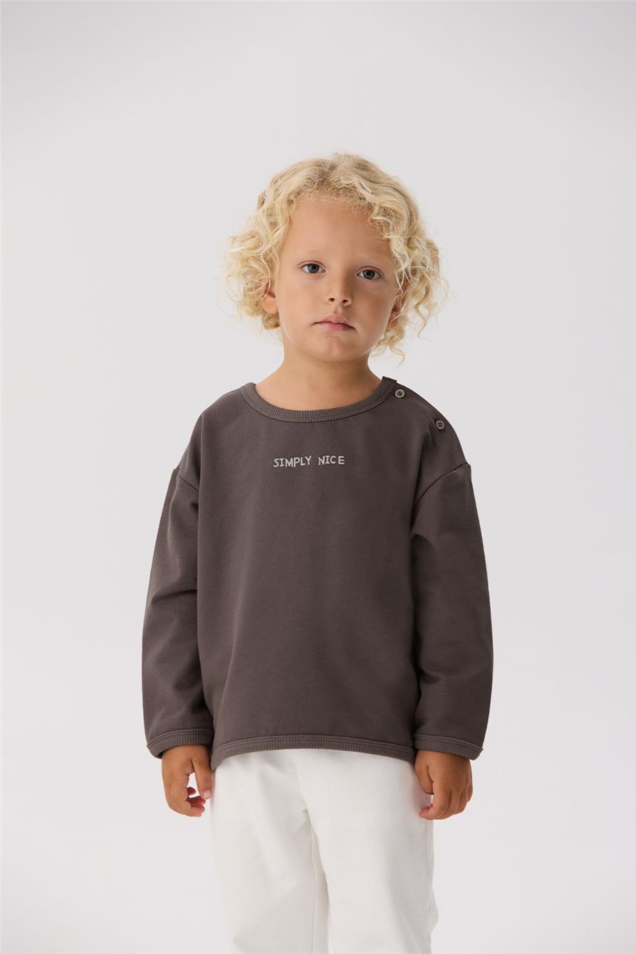 Nebbati Basic Erkek Bebek Kahverengi Sweatshirt