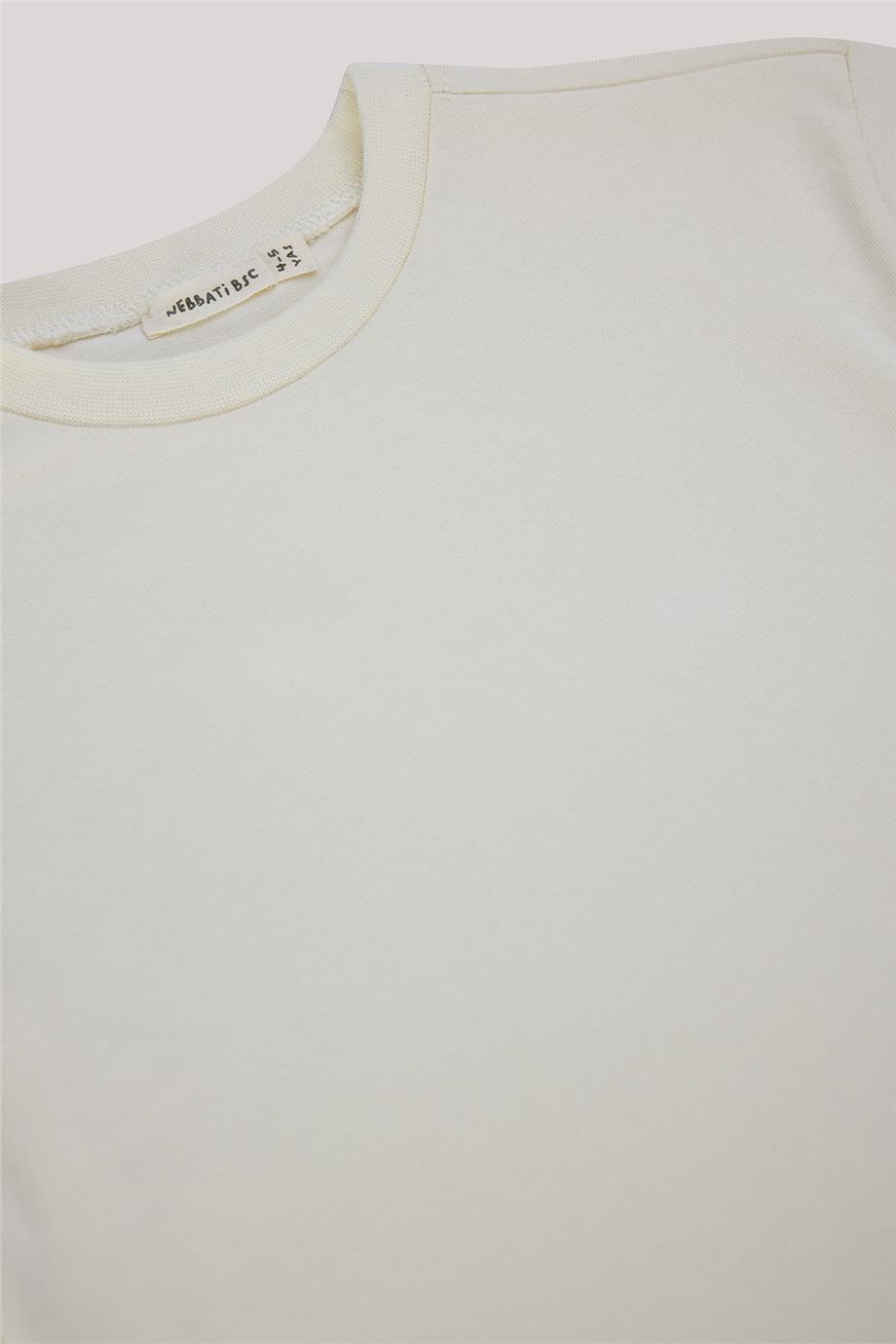 Nebbati Basic Erkek Çocuk Ekru T-Shirt