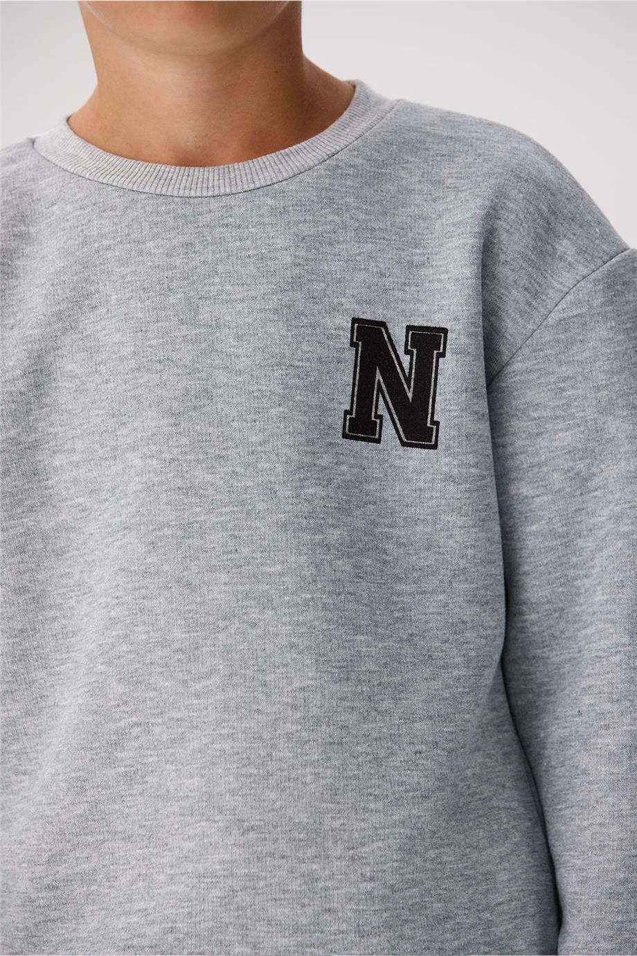 Nebbati Basic Erkek Çocuk Gri Sweatshirt