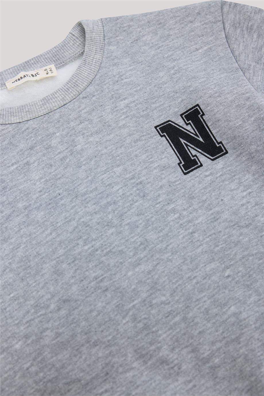 Nebbati Basic Erkek Çocuk Gri Sweatshirt