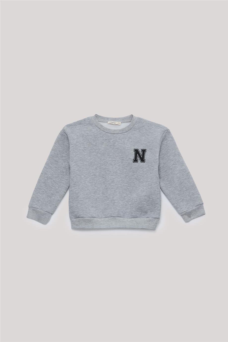 Nebbati Basic Erkek Çocuk Gri Sweatshirt