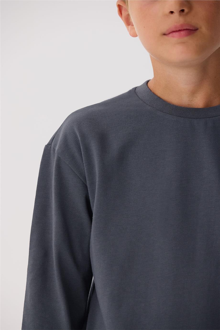 Nebbati Basic Erkek Çocuk Gri T-Shirt