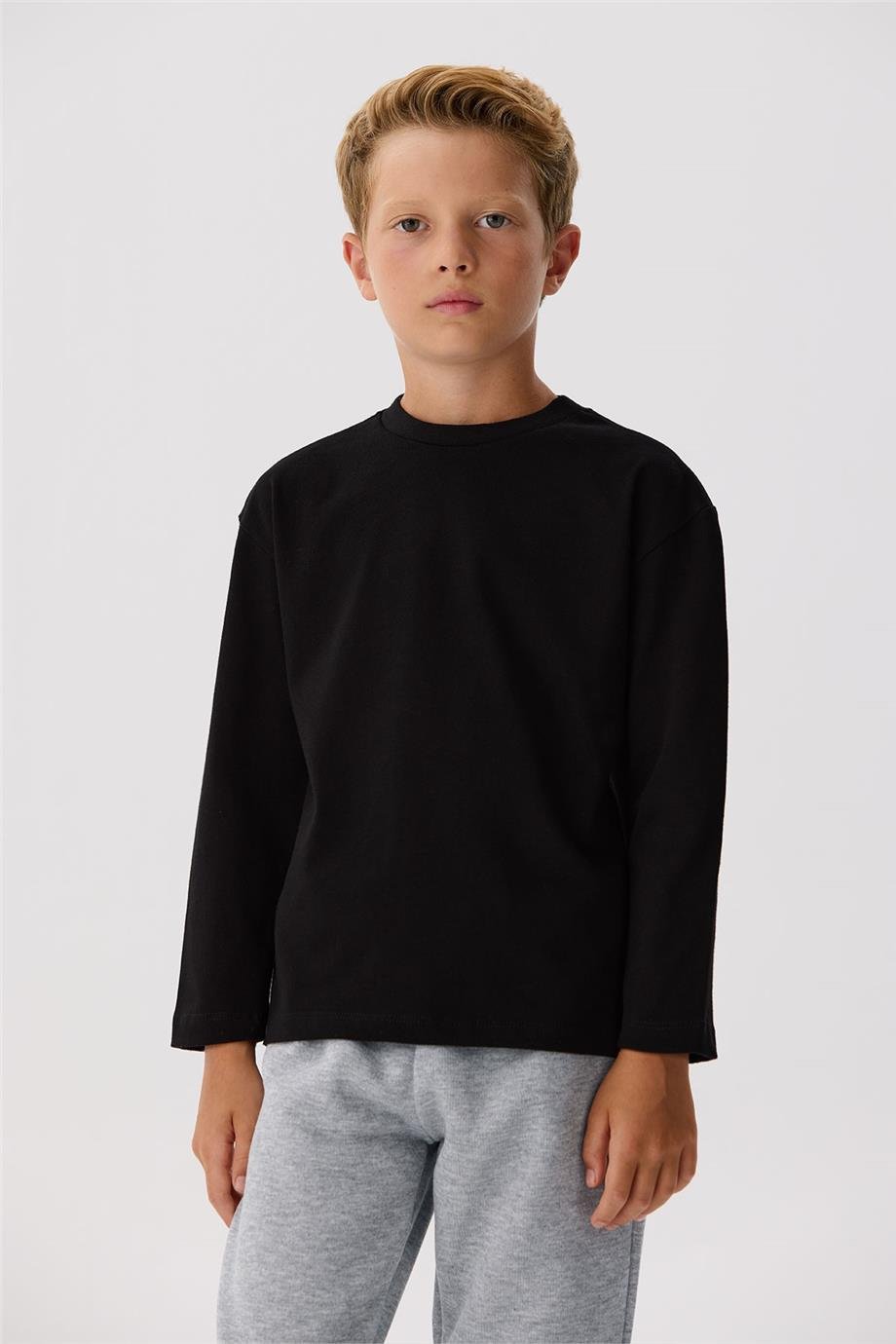 Nebbati Basic Erkek Çocuk Siyah T-Shirt