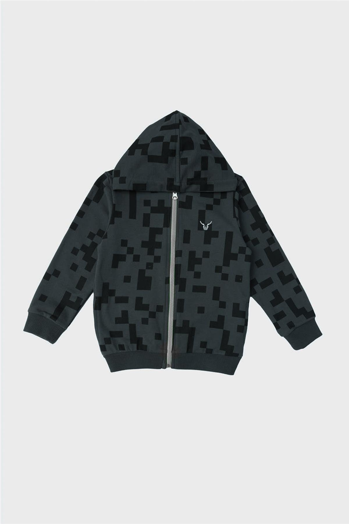 Nebbati Erkek Çocuk Antrasit Desenli Eşofman ÜstüNebbati Erkek Çocuk Antrasit Desenli Eşofman Üstü