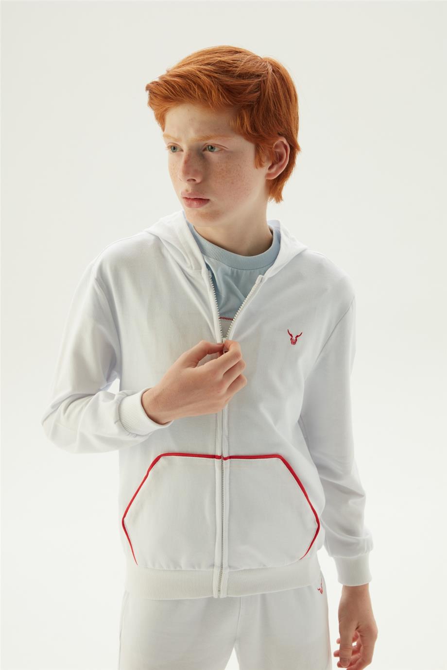 Nebbati Erkek Çocuk Beyaz Eşofman Üstü