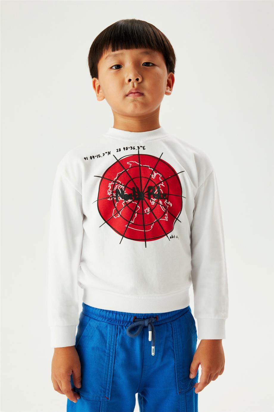 Nebbati Erkek Çocuk Beyaz Sweatshirt