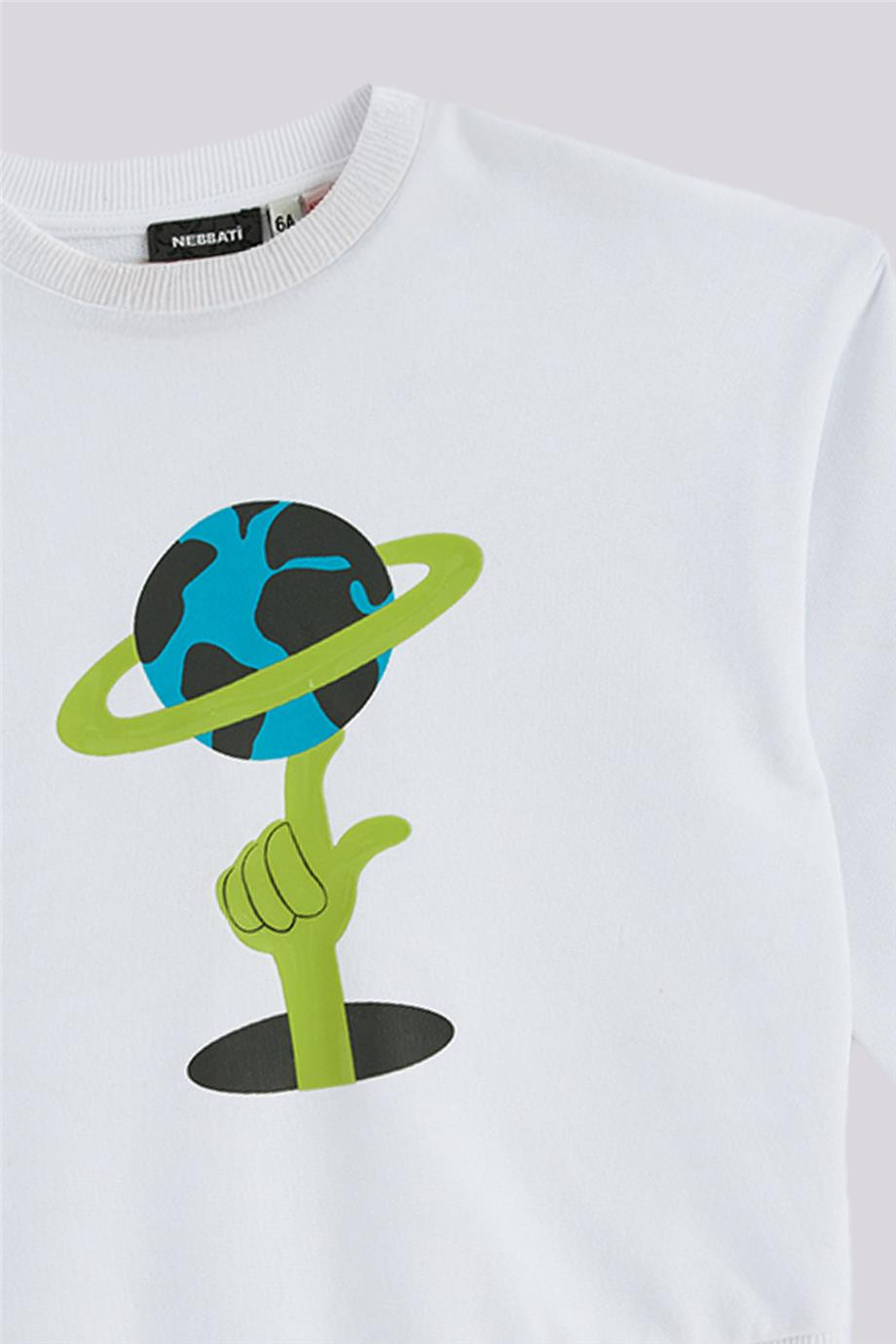 Nebbati Erkek Çocuk Beyaz SweatshirtNebbati Erkek Çocuk Beyaz Sweatshirt