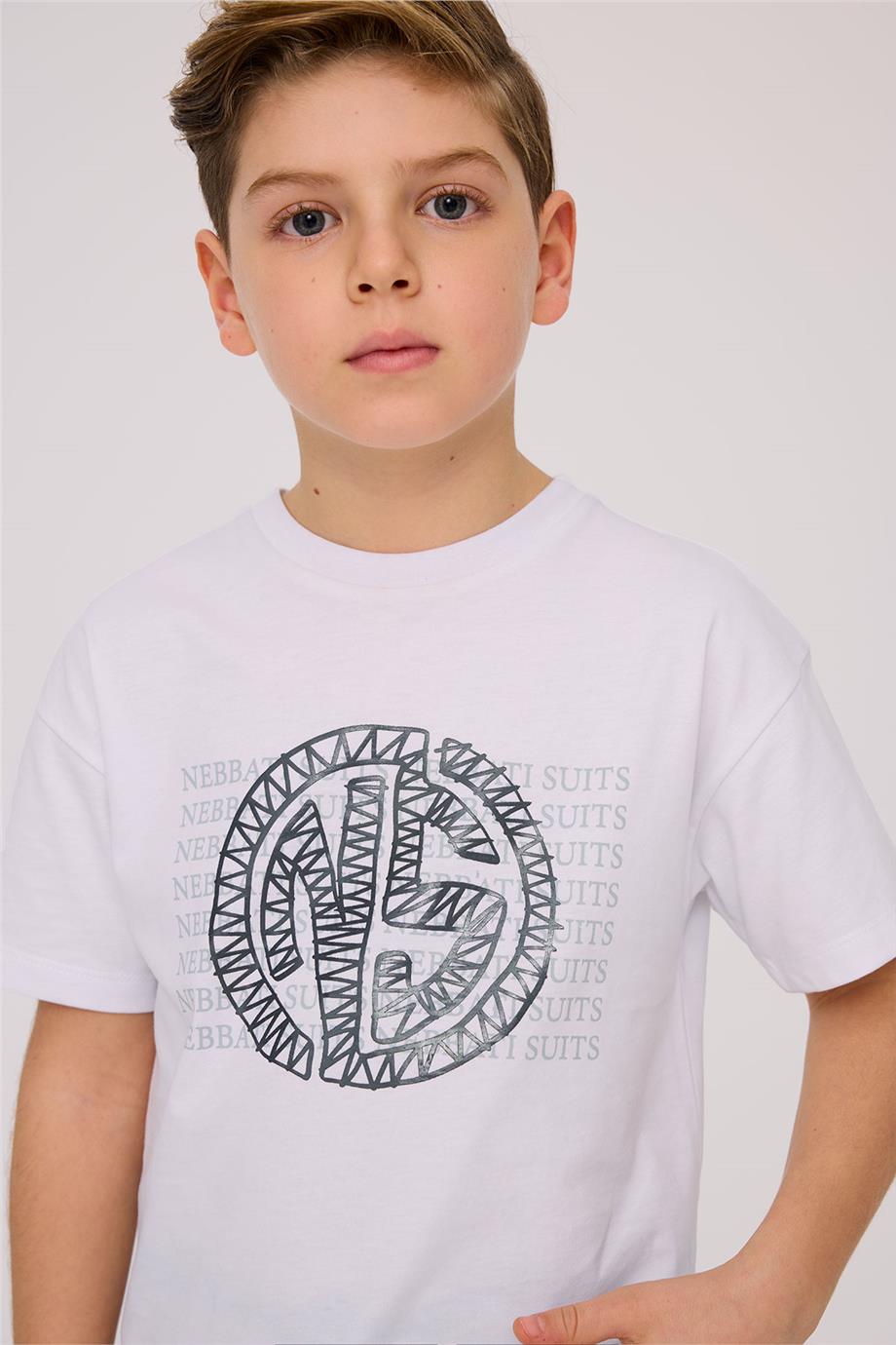 Nebbati Erkek Çocuk Beyaz TshirtNebbati Erkek Çocuk Beyaz Tshirt