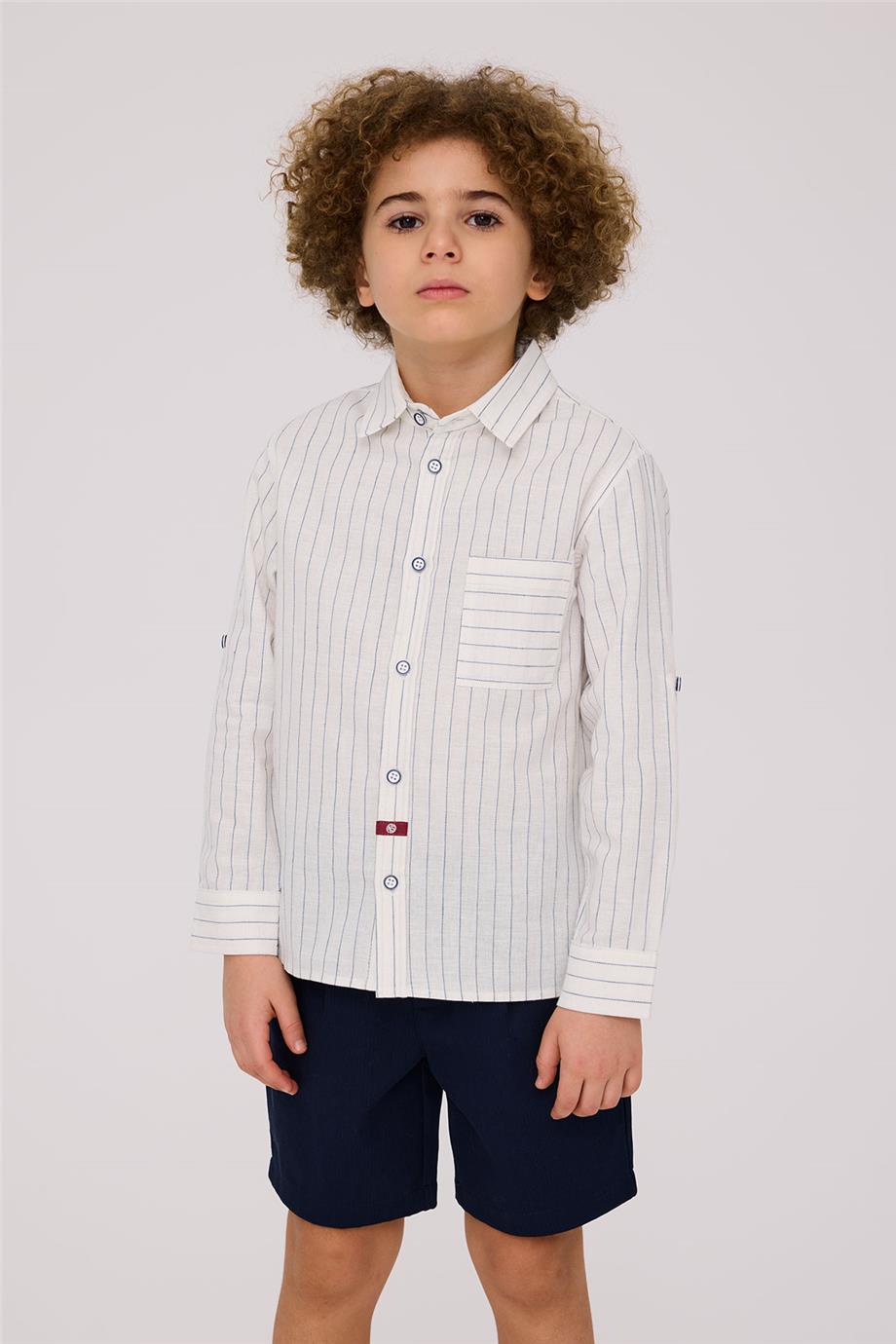 Nebbati Erkek Çocuk Çizgili GömlekNebbati Erkek Çocuk Çizgili Gömlek