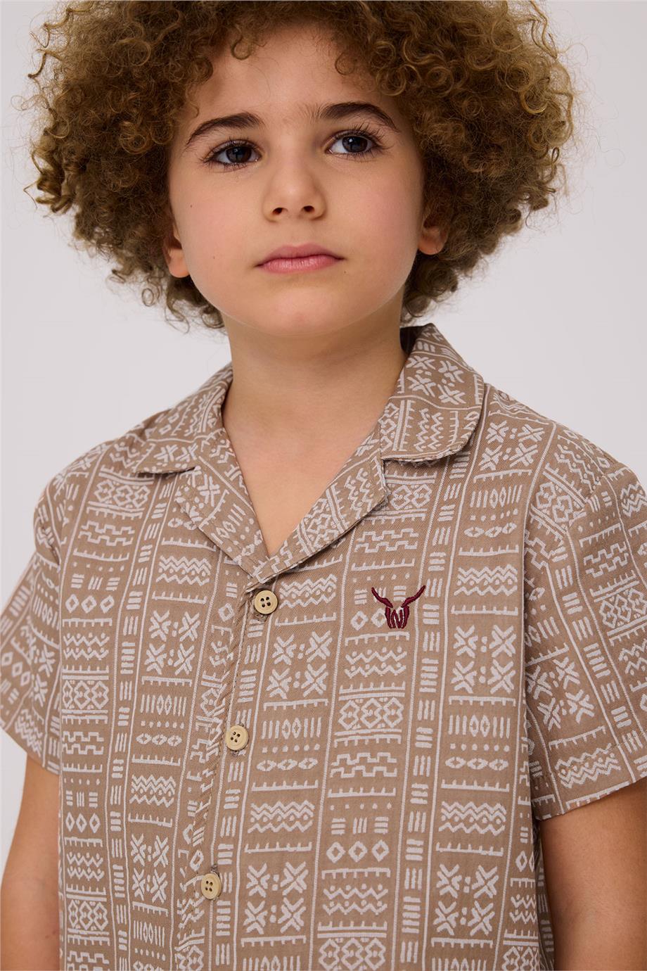 Nebbati Erkek Çocuk Desenli GömlekNebbati Erkek Çocuk Desenli Gömlek