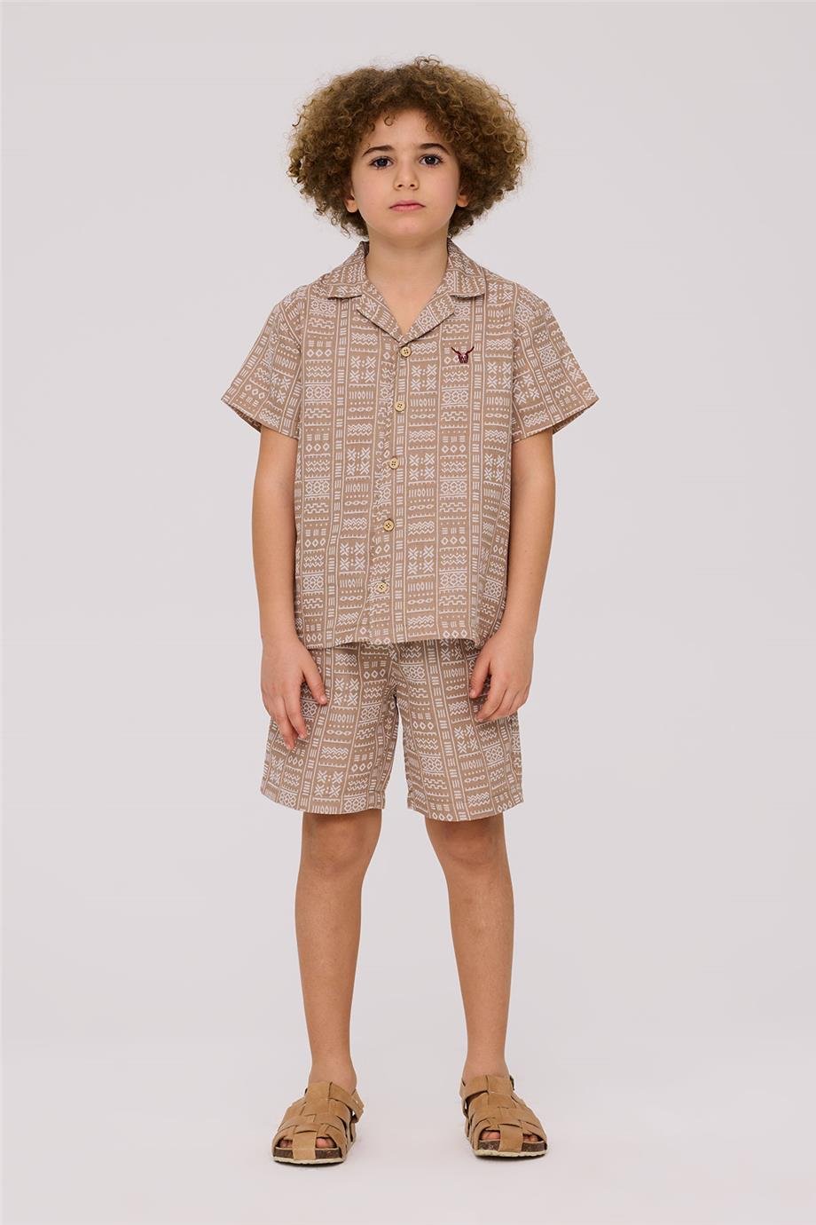 Nebbati Erkek Çocuk Desenli GömlekNebbati Erkek Çocuk Desenli Gömlek