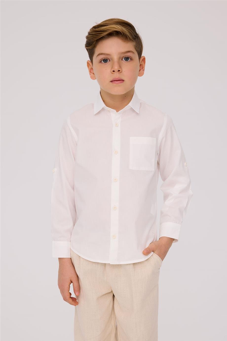 Nebbati Erkek Çocuk Ekru GömlekNebbati Erkek Çocuk Ekru Gömlek