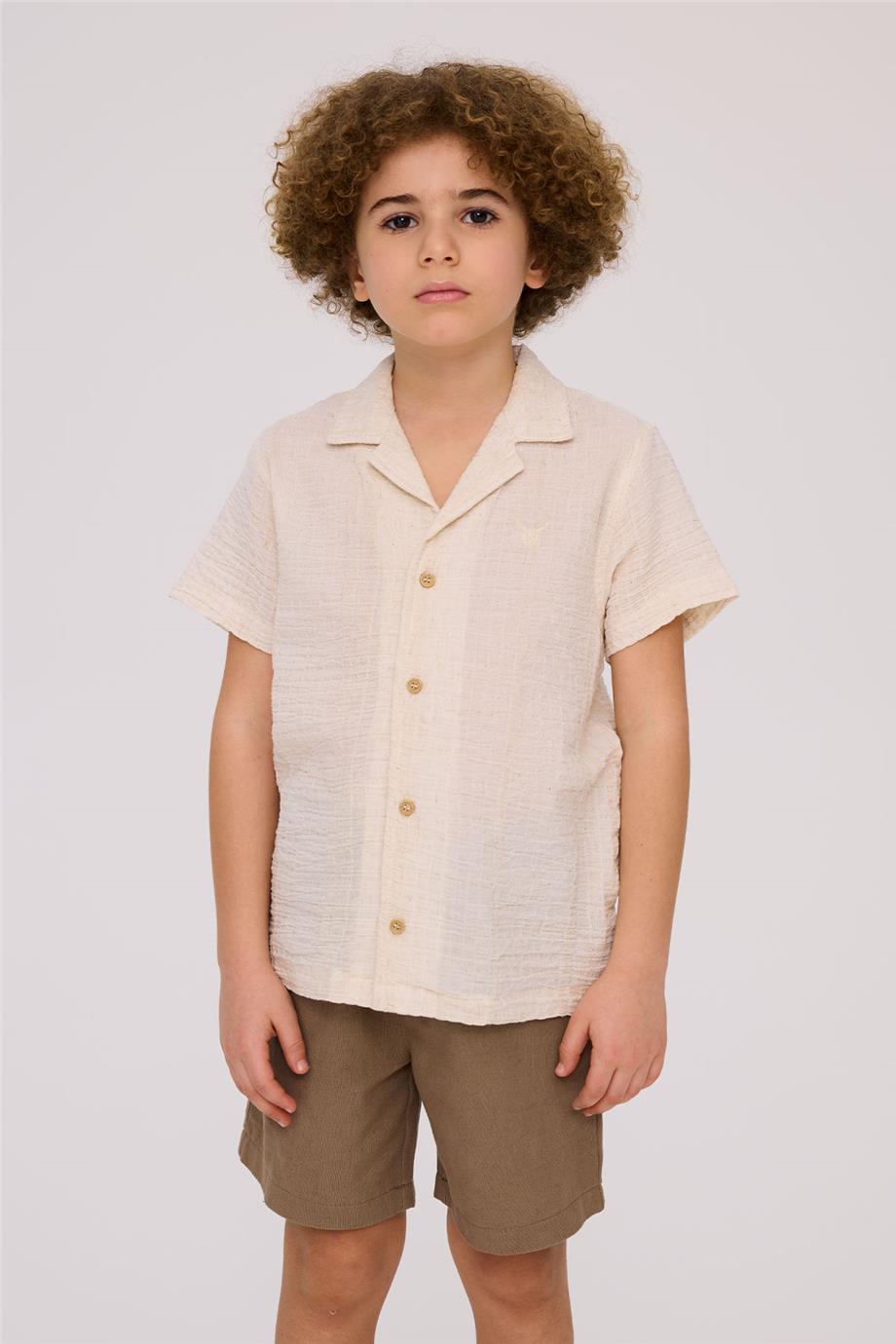 Nebbati Erkek Çocuk Ekru GömlekNebbati Erkek Çocuk Ekru Gömlek