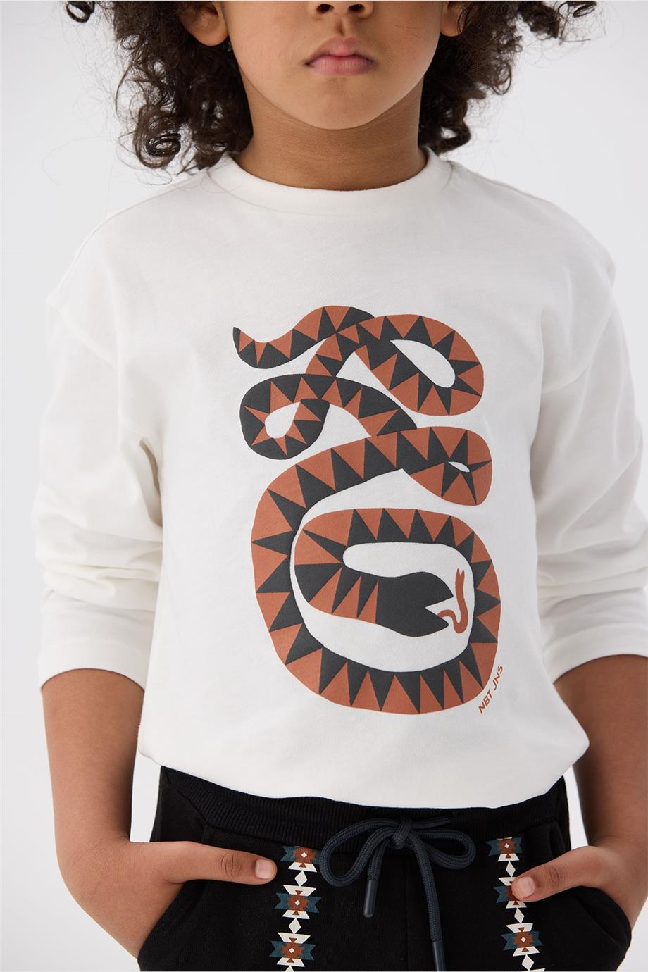 Nebbati Erkek Çocuk Ekru T-Shirt