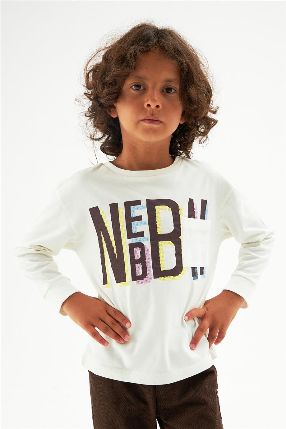 Nebbati Erkek Çocuk Ekru T-Shirt