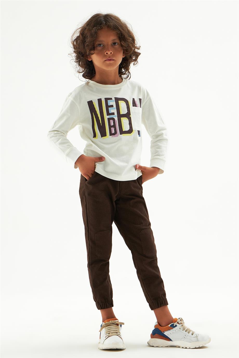 Nebbati Erkek Çocuk Ekru T-Shirt