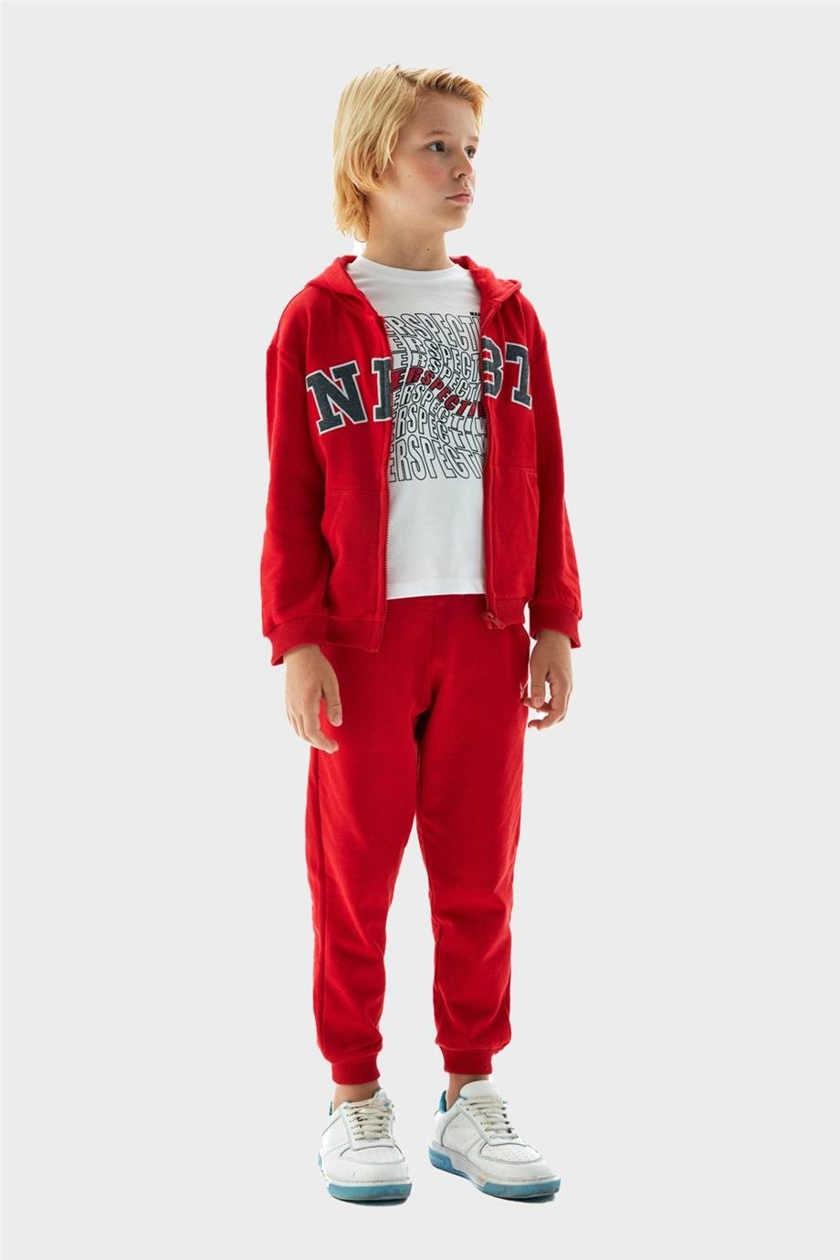 Nebbati Erkek Çocuk Kırmızı Eşofman Üstü