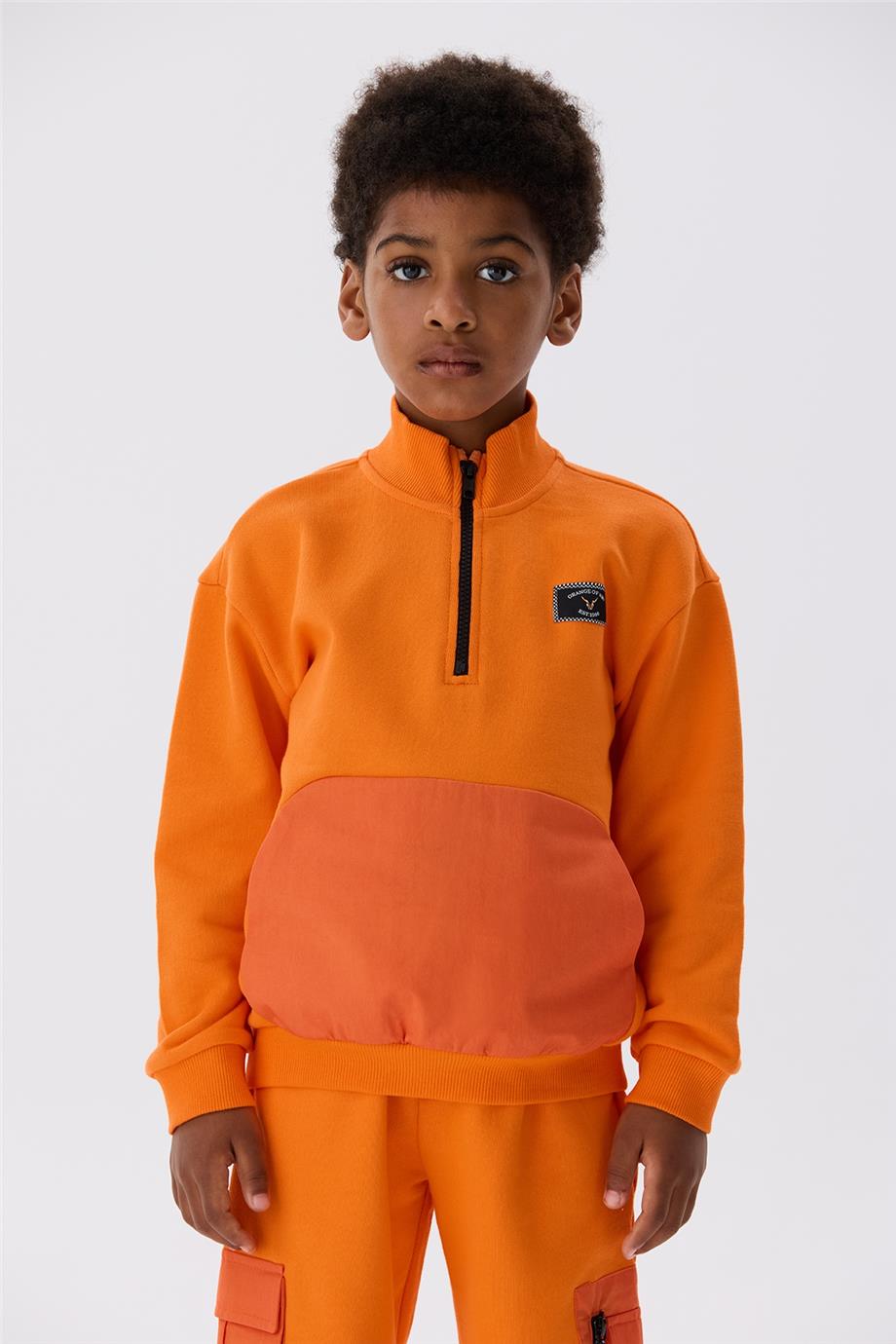 Nebbati Erkek Çocuk Oranj Sweatshirt