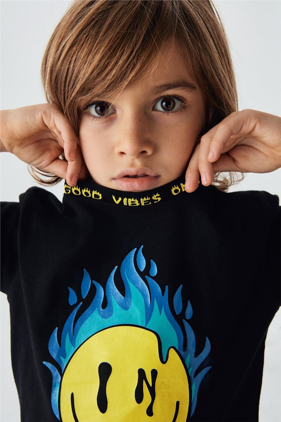 Nebbati Erkek Çocuk Siyah T-Shirt