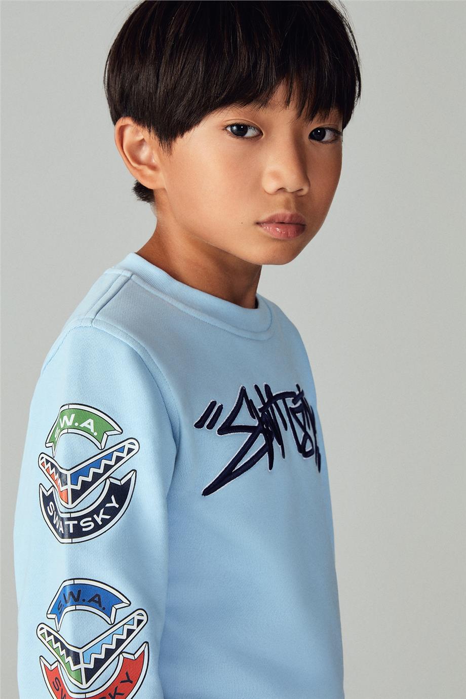 Swatsky Erkek Çocuk Açık Mavi Sweatshirt
