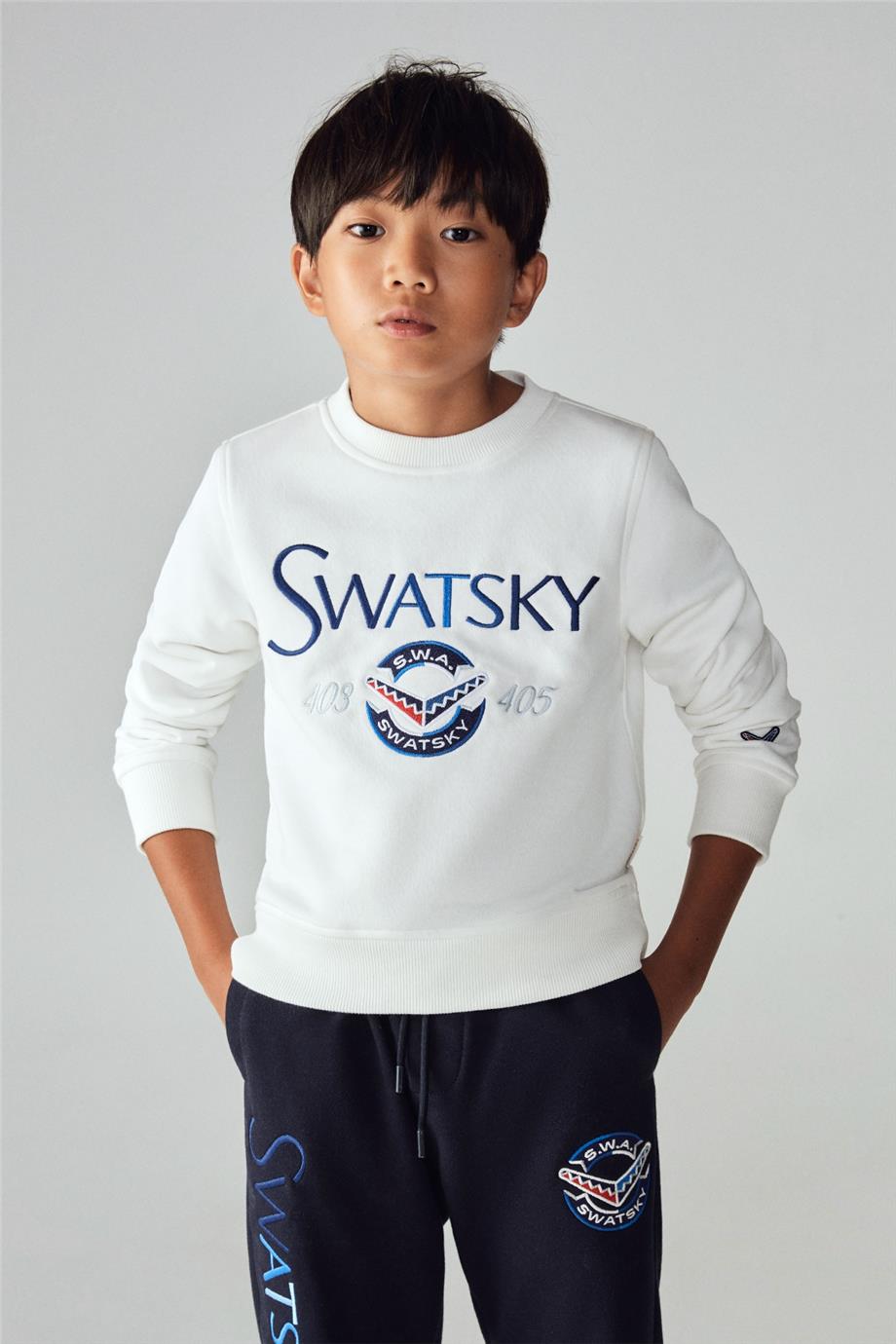 Swatsky Erkek Çocuk Beyaz Sweatshirt