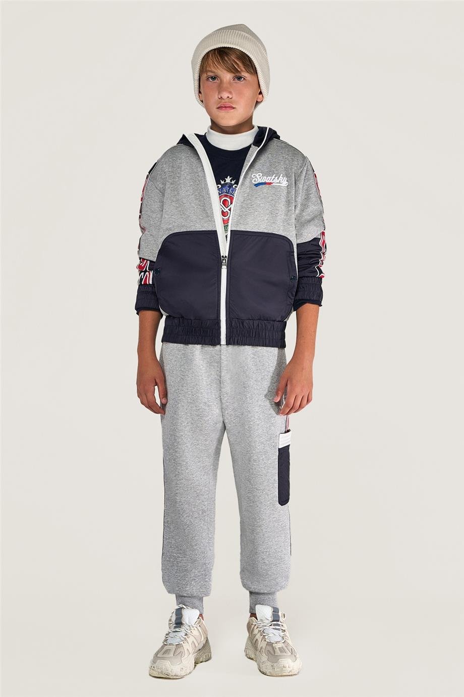 Swatsky Erkek Çocuk Gri Melanj Eşofman Üstü