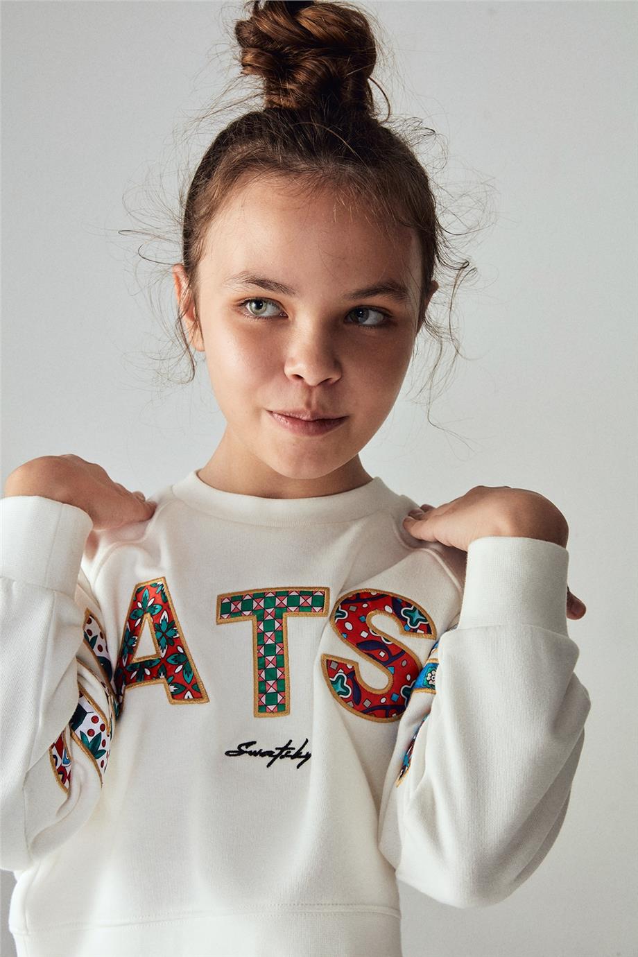 Swatsky Kız Çocuk Beyaz Sweatshirt